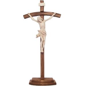 Standing crucifix - Christ's body with curved carved cross and base