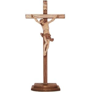 Standing crucifix - Christ's body with straight carved cross and base