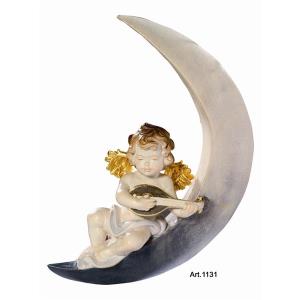 Putto on the moon with mandolin