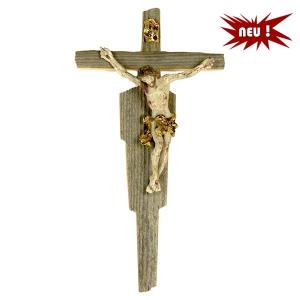 Body baroque on old wooden cross 