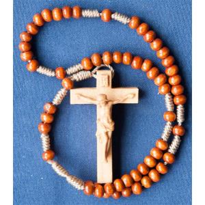Rosary with baroque Crucifix in cherry wood