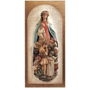 Our lady with children of the world - mounted on background panel
