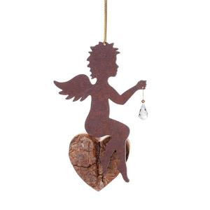 Wrought Iron Angel sitting on Heart (min. order 5 items)