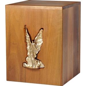 Urn "Angel of comfort" - walnut wood - 11,22 x 8,66 x 8,66 inch