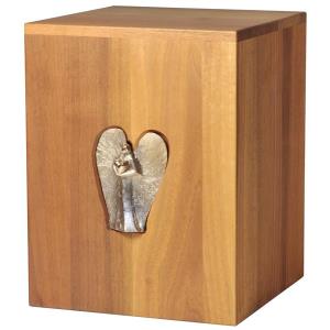 Urn "Angel of Love" - walnut wood - 11,22 x 8,66 x 8,66 inch