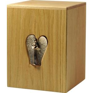 Urn "Angel of Love" - oak wood - 11,22 x 8,66 x 8,66 inch