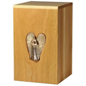 Urn "Angel of Love" - oak wood - 11,22 x 6,88 x 6,88 inch