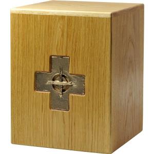 Urn "Cross" - oak wood - 11,22 x 8,66 x 8,66 inch