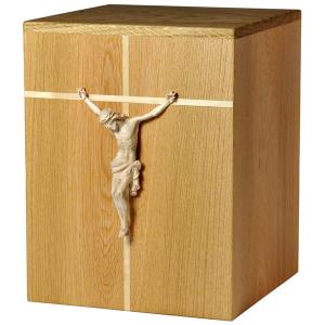 Urn "Christ" - walnut wood - 11,22 x 8,66 x 8,66 inch