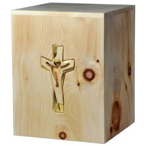 Urn "Crucifix" - Swiss pine wood - 11,22 x 8,66 x 8,66 inch