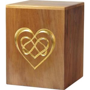 Urn "Eternal Love" - walnut wood - 11,22 x 8,66 x 8,66 inch