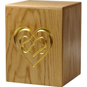 Urn "Eternal Love" - oak wood - 11,22 x 8,66 x 8,66 inch
