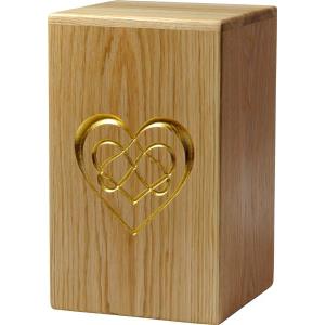 Urn "Eternal Love" - oak wood - 11,22 x 6,88 x 6,88 inch