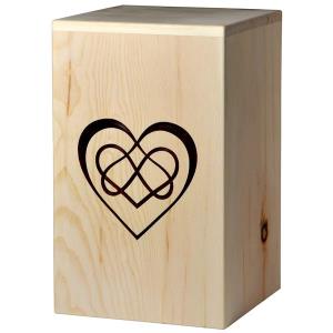 Urn "Eternal Love" color - Swiss pine wood - 11,22 x 8,66 x 8,66 inch