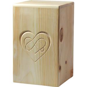 Urn "Eternal Love" - Swiss pine wood - 11,22 x 6,88 x 6,88 inch