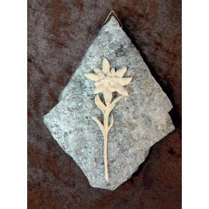Steinplatte mit Edelweiss