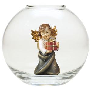 Heart Angel with present - Glass sphere