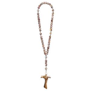 Rosary Exclusive Marbled Brown with Cross of friendship Tau