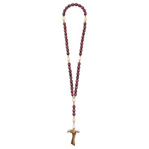 Rosary Exclusive Red-Wood Tone with Cross of friendship Tau