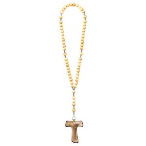 Rosary Exclusive Wood Tone with Cross of peace Tau