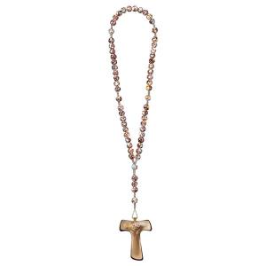 Rosary Exclusive Marbled Brown with Cross of peace Tau