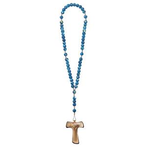 Rosary Exclusive Marbled Blue with Cross of peace Tau