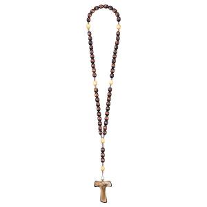 Rosary Exclusive Brown-Wood Tone with Cross of peace Tau