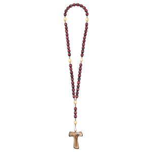 Rosary Exclusive Red-Wood Tone with Cross of peace Tau