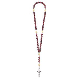 Rosary Exclusive Red-Wood Tone with Pope Cross
