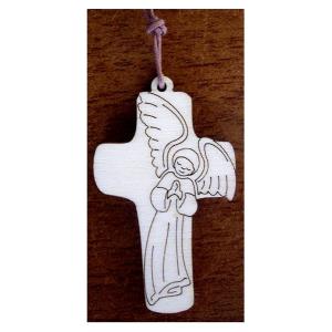 Mini cross with guardian angel with cord