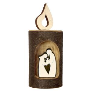 Bark candle with deko nativity