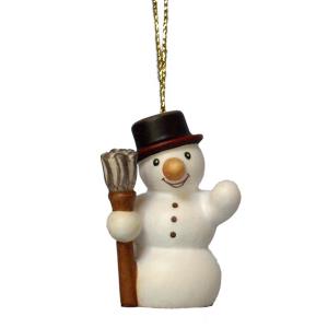 Snowman with broom and gold thread
