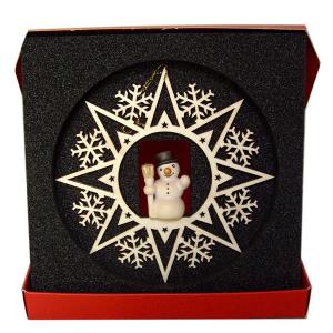 Crystal Star with Snowman broom and box