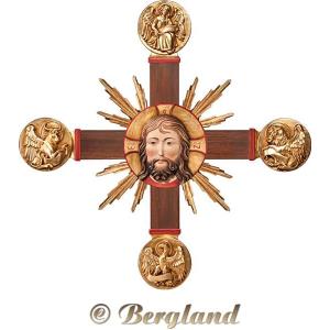 Cross with Evangelists, Head of Christ and rays