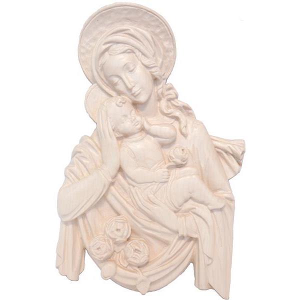Our Lady with Child and roses relief - natural