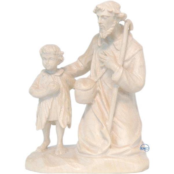 Shepherd kneeling with child - natural