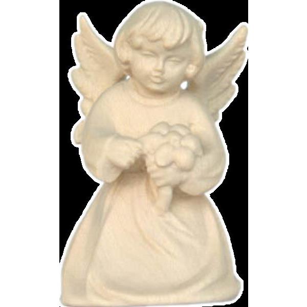 Christmas angel kneeling with flower - natural