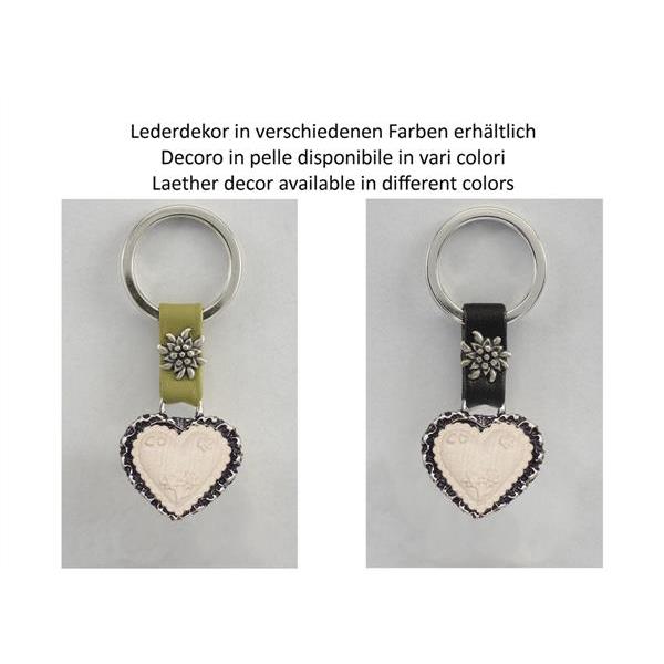 Heart keychain/leather decor - natural