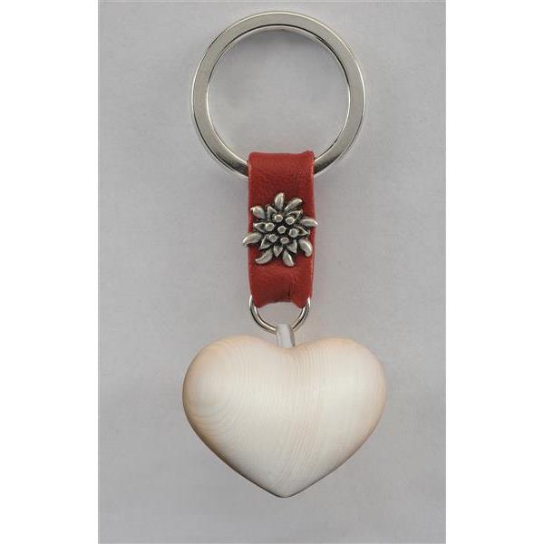 Heart keychain/leather decor - natural