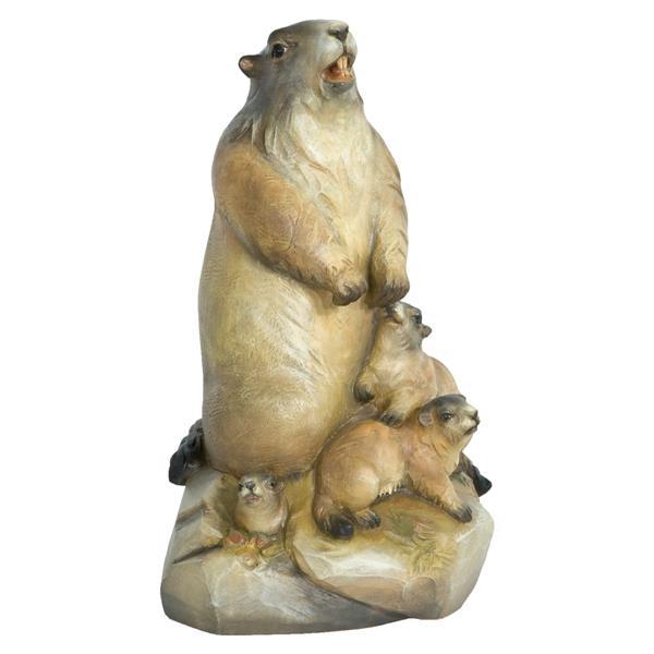Marmot female with 3 little ones - color