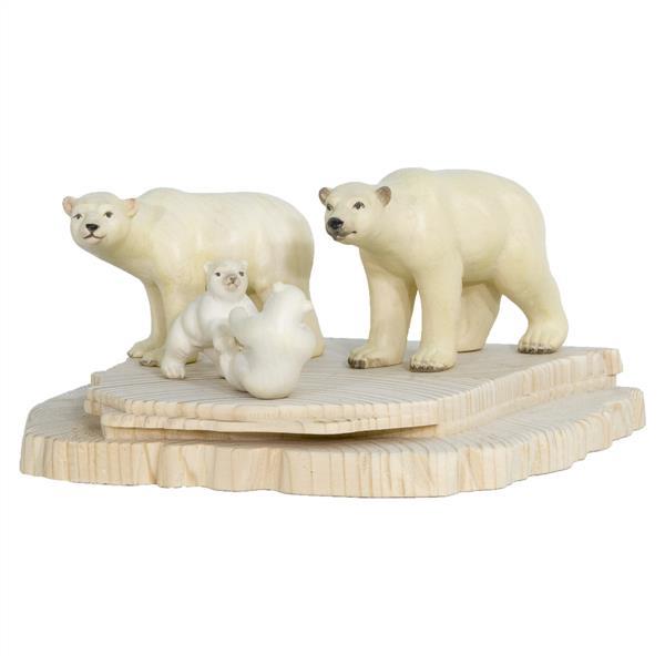 Group of 4 polar bears on ice platform - Acquarel