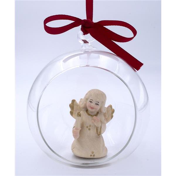 Angel with candle in glass ball - wax polished gold decora.+face col.