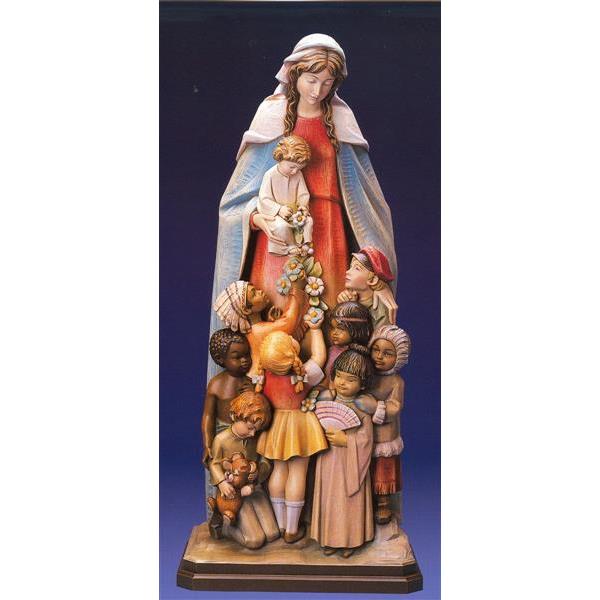 Blessed Mother with Children of the World - Fiberglass Color