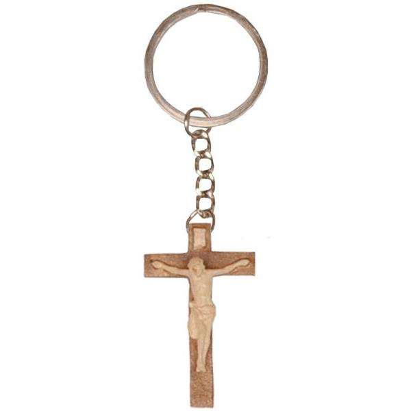 Keyring pendant - small Crucifix baroque style - hued multicolor