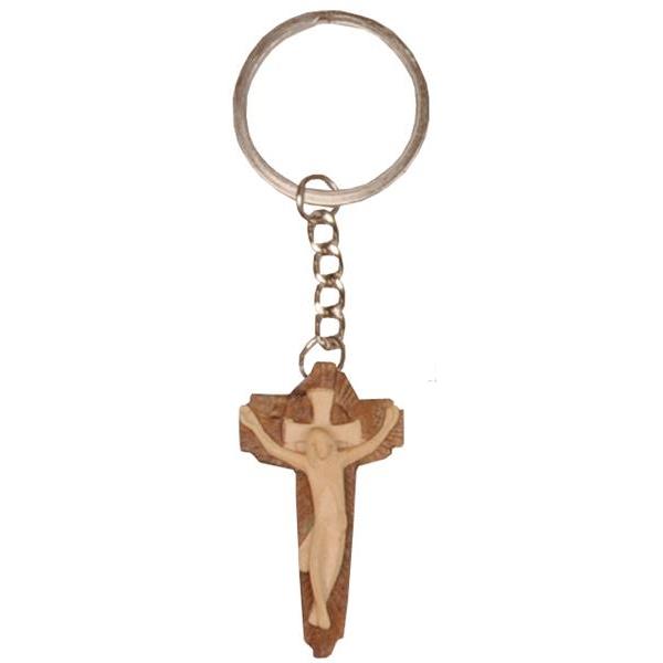 Keyring pendant - with Crucifix modern style - hued multicolor