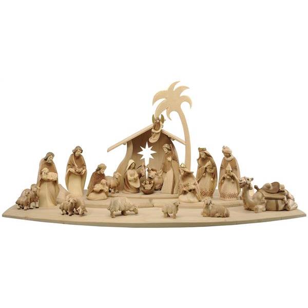 Morgenstern crib 20 Figurines on stable - hued with Goldborders