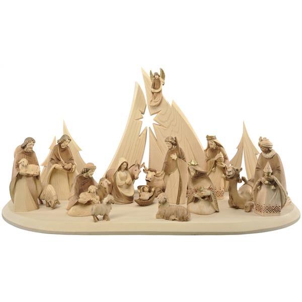 Crib Morgenstern 18 Figurines with Stable Morgens. - hued with Goldborders