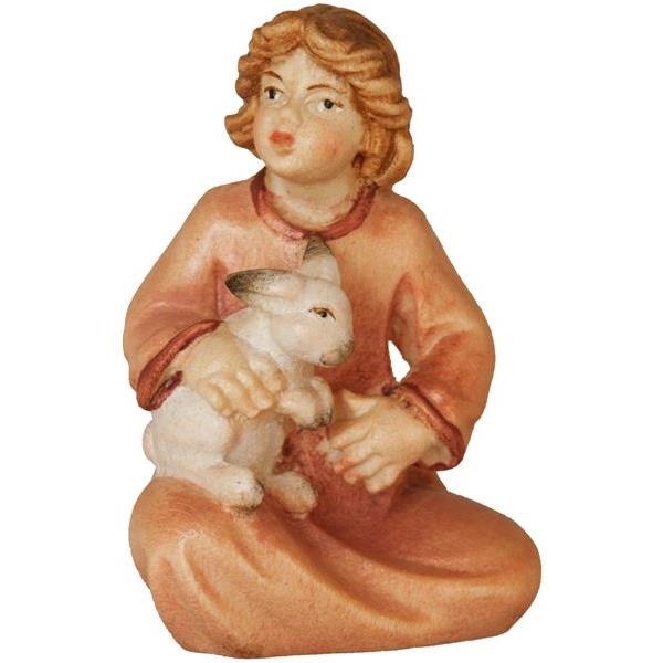 Girl sitting with rabbit - Acquarel