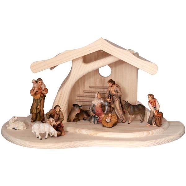 Modern Stable with 11 Salcher  Figurines, complete - color