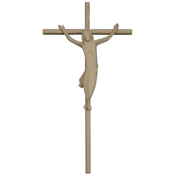 Crucifix, with cross in straight form, in wood - natural